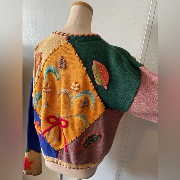 Vintage 80โs Berek Fall Harvest / Thanksgiving Cardigan Sweater L ๐๐๐ฆ - Picture 4 of 7
